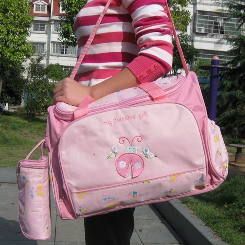 Diaper Bags 4Pcs/Set Mummy Bag Multi-Function Mommy Baby Diapers Nappies Large Capacity Changing Small Pad Bottle Holder Set 3color1