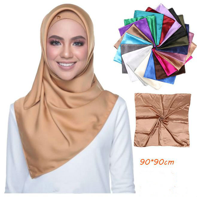 Solid Color Satin Square Scarves Women Muslim Hijab Headscarf Faux Silk Handkerchief foulard femme musulman Headband 90X90CM
Solid Color Satin Square Scarves Women Muslim Hijab Headscarf Faux Silk Handkerchief foulard femme musulman Headband 90X90CM