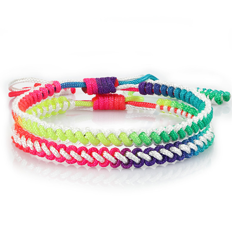 Handmade Weave Bracelet Fashion Rainbow Rope Knot Adjustable Lucky Charm Bracelets for Women Men Girl Jewelry Friendship Bangles
Handmade Weave Bracelet Fashion Rainbow Rope Knot Adjustable Lucky Charm Bracelets for Women Men Girl Jewelry Friendship Bangles