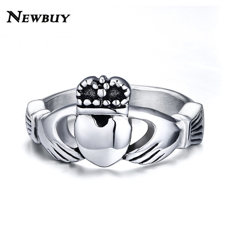 NEWBUY Vintage claddagh retro style steel ring heart crown wedding rings for women friendship love brand jewelry
NEWBUY Vintage claddagh retro style steel ring heart crown wedding rings for women friendship love brand jewelry