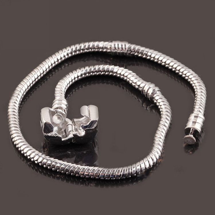 925 silver 10pcs/lot Snake Chain Safety Clasp European Fine Bracelet Fit DIY Charm Bracelets & Bangles Jewelry For Women&Men Gift