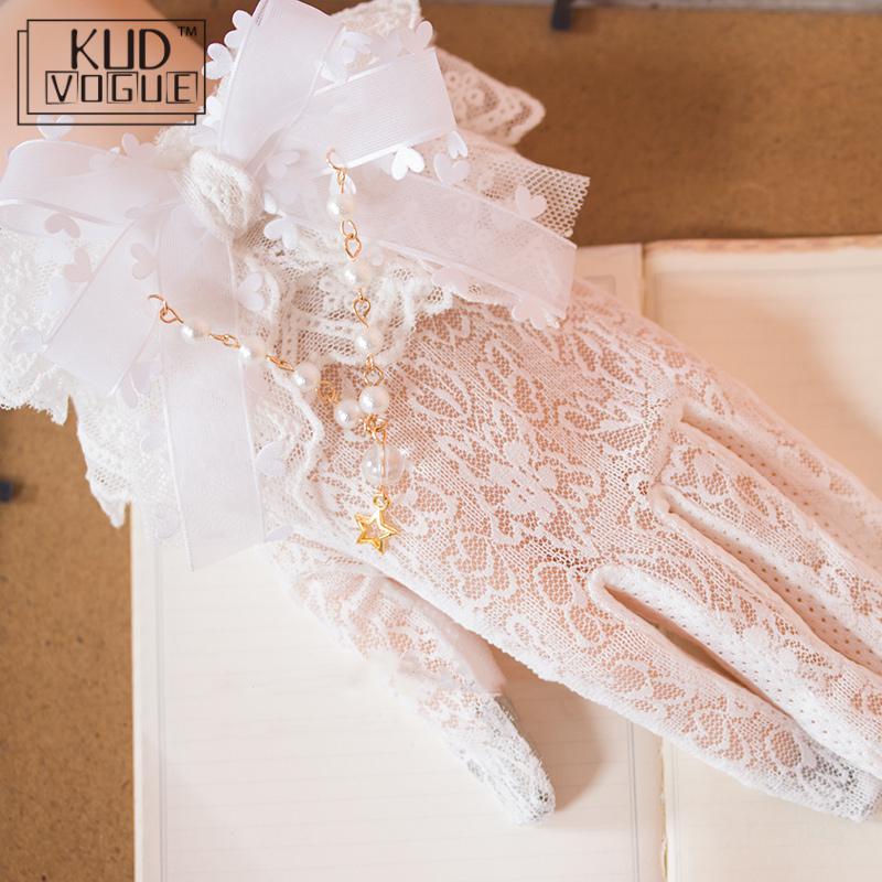 Princess Sweet Lolita Accessories White Lace Gloves Handmade Pearl Bow Pearl Lace Summer Sun Protection Gloves Japanese Style
Princess Sweet Lolita Accessories White Lace Gloves Handmade Pearl Bow Pearl Lace Summer Sun Protection Gloves Japanese Style