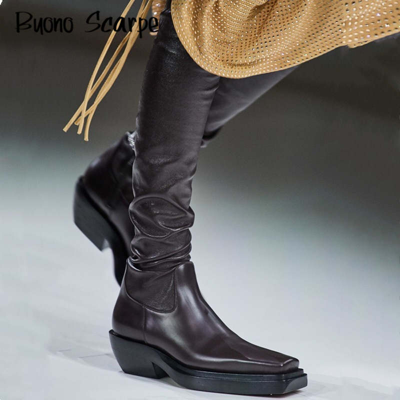 Fashion Catwalk Over The Knee Boots Genuine Leather Thigh High Boots Square Toe Chunky Heel Elastic Slim Long Brand Shoes, White
Fashion Catwalk Over The Knee Boots Genuine Leather Thigh High Boots Square Toe Chunky Heel Elastic Slim Long Brand Shoes, White