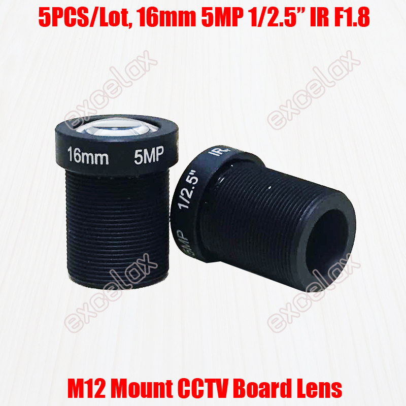 5PCS/Lot 5MP 1/2.5" 16mm F1.8 Fixed Iris IR MTV M12 Mount CCTV Board Lens for 1080P 2MP 3MP 4MP 5 Megapixel Analog IP Camera
5PCS/Lot 5MP 1/2.5" 16mm F1.8 Fixed Iris IR MTV M12 Mount CCTV Board Lens for 1080P 2MP 3MP 4MP 5 Megapixel Analog IP Camera
