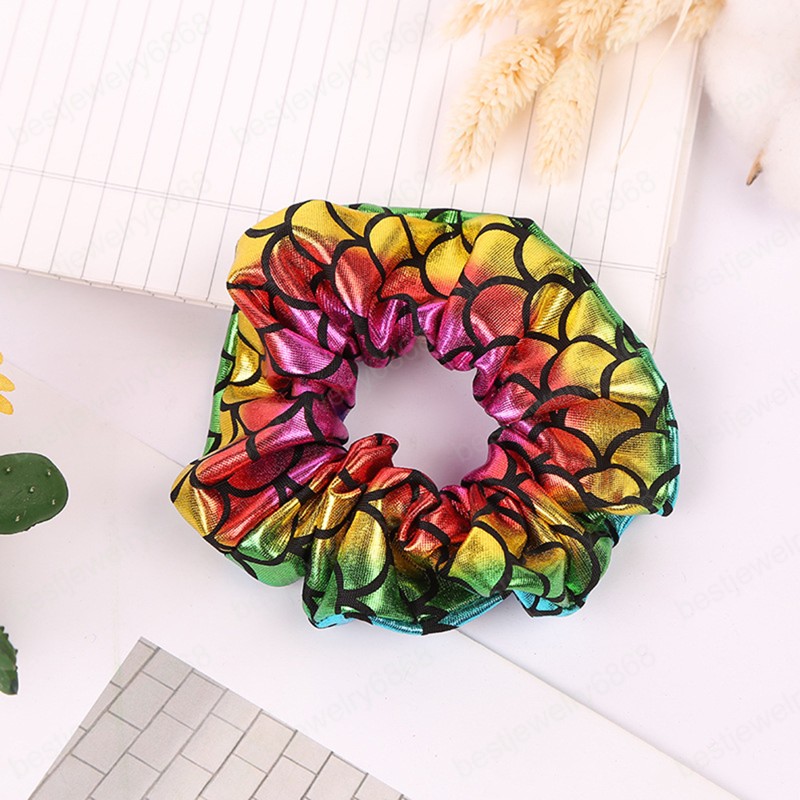 New Glitter Colorful Hair Scrunchies Women Elastic Hair Bands Girls Headwear Bright Color Silk Ponytail Holder Hair Tie Accessories