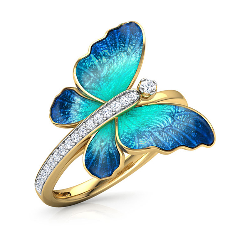 Elegant Cute Ring Gold Color Butterfly Oil Painting Pattern Rings for Women Wedding Bridal Valentine's Day Gifts Jewelry O4M466 
Elegant Cute Ring Gold Color Butterfly Oil Painting Pattern Rings for Women Wedding Bridal Valentine's Day Gifts Jewelry O4M466