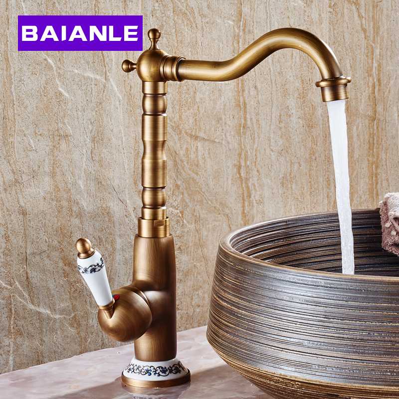 BAIANLE Basin Faucet Antique Brass Porcelain Base Bathroom Sink Swivel Mixer Tap Hot and Cold Water faucets
BAIANLE Basin Faucet Antique Brass Porcelain Base Bathroom Sink Swivel Mixer Tap Hot and Cold Water faucets