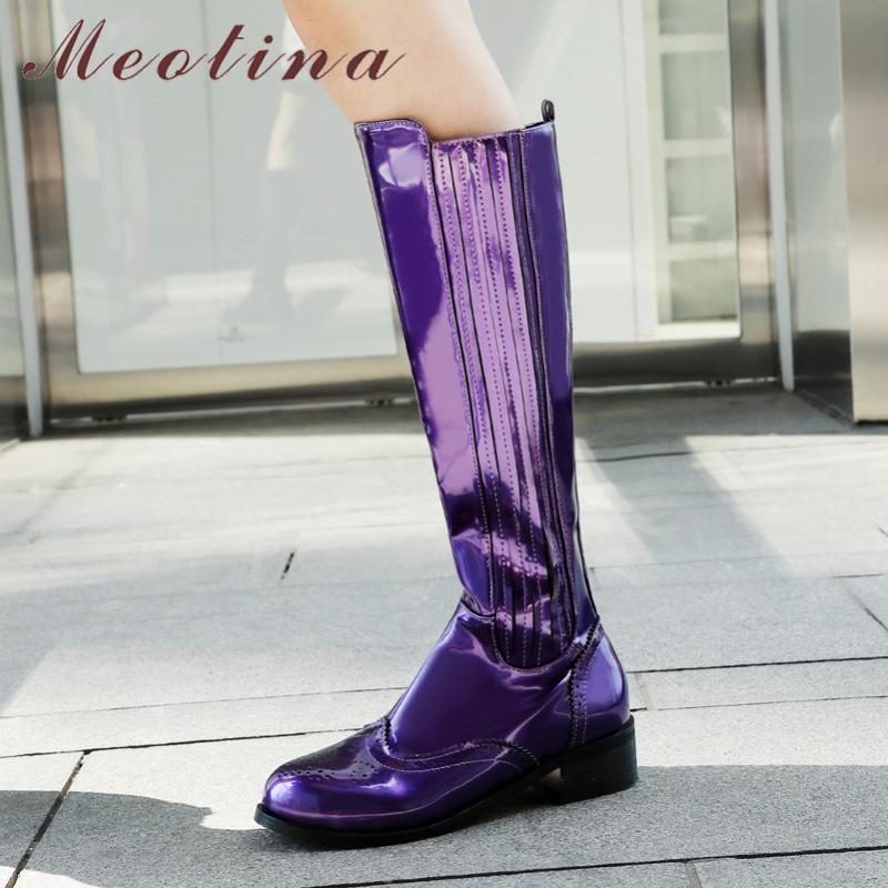 Meotina Winter Knee High Boots Women Patent Leather Thick Heel Long Boots Zipper Round Toe Brogue Shoes Lady Autumn Big Size 43, Black
Meotina Winter Knee High Boots Women Patent Leather Thick Heel Long Boots Zipper Round Toe Brogue Shoes Lady Autumn Big Size 43, Black
