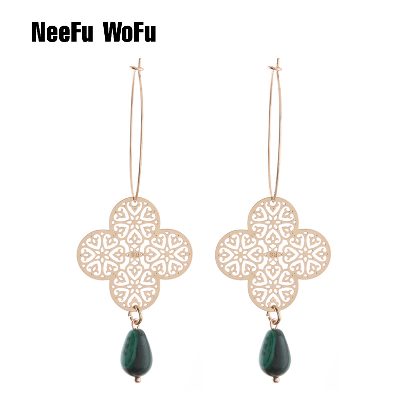 NeeFu WoFu Drop Earrings Brand Stone Earring Charm Clover Big Earring for woman stone Large Long Brinco Ear Oorbellen Gift
NeeFu WoFu Drop Earrings Brand Stone Earring Charm Clover Big Earring for woman stone Large Long Brinco Ear Oorbellen Gift