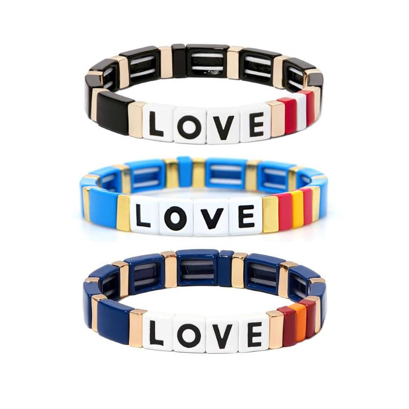 Ins LOVE Letter Bohemia Handmade Colorful Painted Metal Strand Bracelet Enamel Rainbow Beads Tile Bracelet for Women
Ins LOVE Letter Bohemia Handmade Colorful Painted Metal Strand Bracelet Enamel Rainbow Beads Tile Bracelet for Women