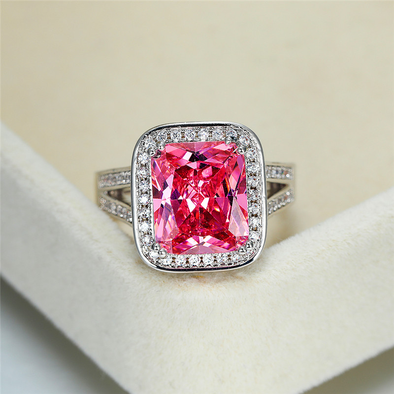 Cute Female Pink Crystal Big Stone Ring Charm Silver Color Wedding Rings For Women Vintage Bridal Square Engagement Ring
Cute Female Pink Crystal Big Stone Ring Charm Silver Color Wedding Rings For Women Vintage Bridal Square Engagement Ring