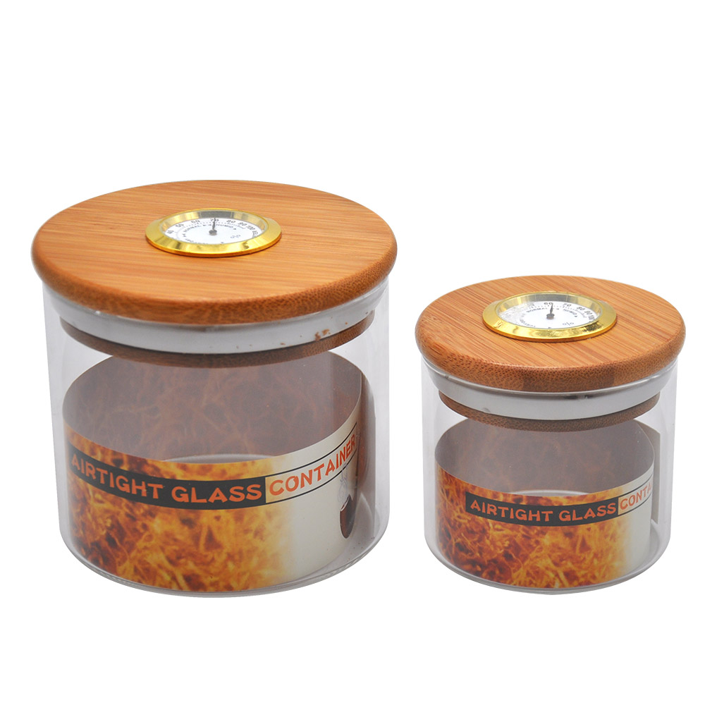 Premium Airtight Seal Glass Jar With Hygrometer On Bamboo Lid Thick Glass Dry Herb Tobacco Storage Jar Pill Box Portable Tobacco Container
Premium Airtight Seal Glass Jar With Hygrometer On Bamboo Lid Thick Glass Dry Herb Tobacco Storage Jar Pill Box Portable Tobacco Container