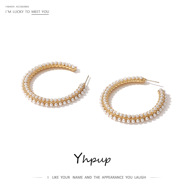 Yhpup Fashion Brand C Shape Pearls Hoop Earrings Temperament Statement Earrings for Female Party Accessories Zinc Alloy S925 New
Yhpup Fashion Brand C Shape Pearls Hoop Earrings Temperament Statement Earrings for Female Party Accessories Zinc Alloy S925 New