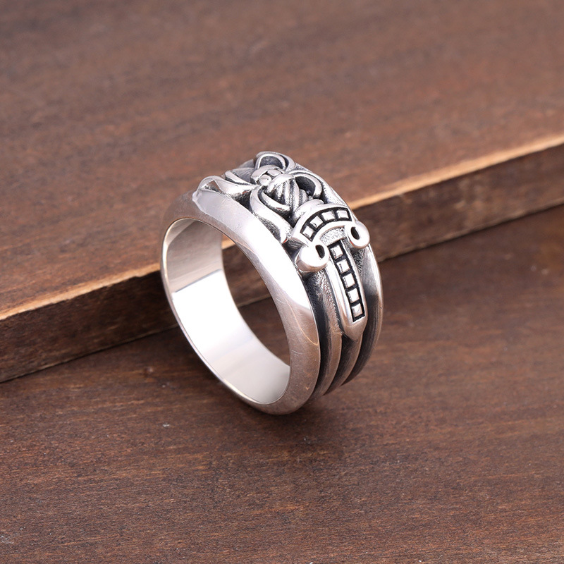 925 sterling silver handmade vintage band rings antique silver sword designer band rings for men women American European style nice gift