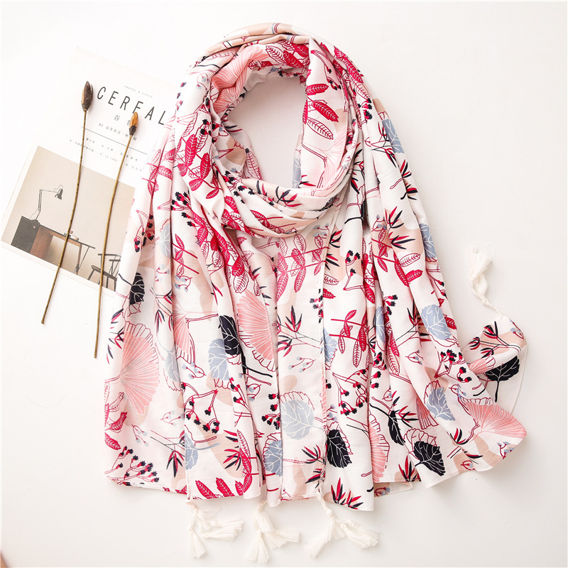 Plant Floral Printed Antumn Shawls and Wraps Long High Quality Foulard Bandana Pink Color Travel Shawl For Women
Plant Floral Printed Antumn Shawls and Wraps Long High Quality Foulard Bandana Pink Color Travel Shawl For Women