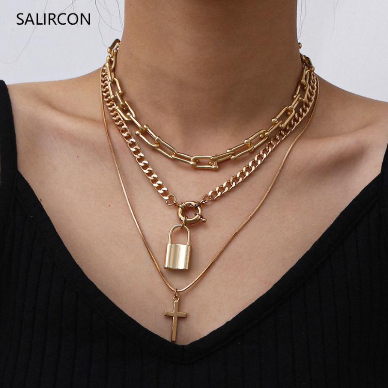 Salircon Multi Layer Cross Lock Pendant Choker Necklace Punk U Shaped Chain Chunky Necklace Set For Women Men Goth Jewelry Gifts
Salircon Multi Layer Cross Lock Pendant Choker Necklace Punk U Shaped Chain Chunky Necklace Set For Women Men Goth Jewelry Gifts