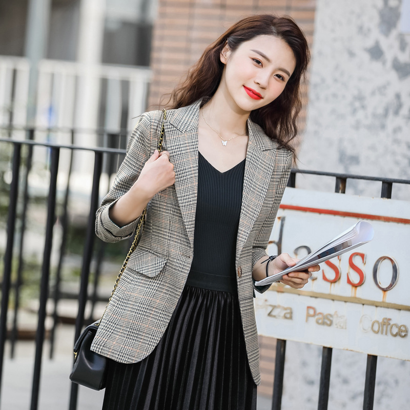 L 2020 Autumn Long Sleeve Plaid Small Suit Coat Female Dress Fashion Elegant Slim, Gray lattice suit
L 2020 Autumn Long Sleeve Plaid Small Suit Coat Female Dress Fashion Elegant Slim, Gray lattice suit