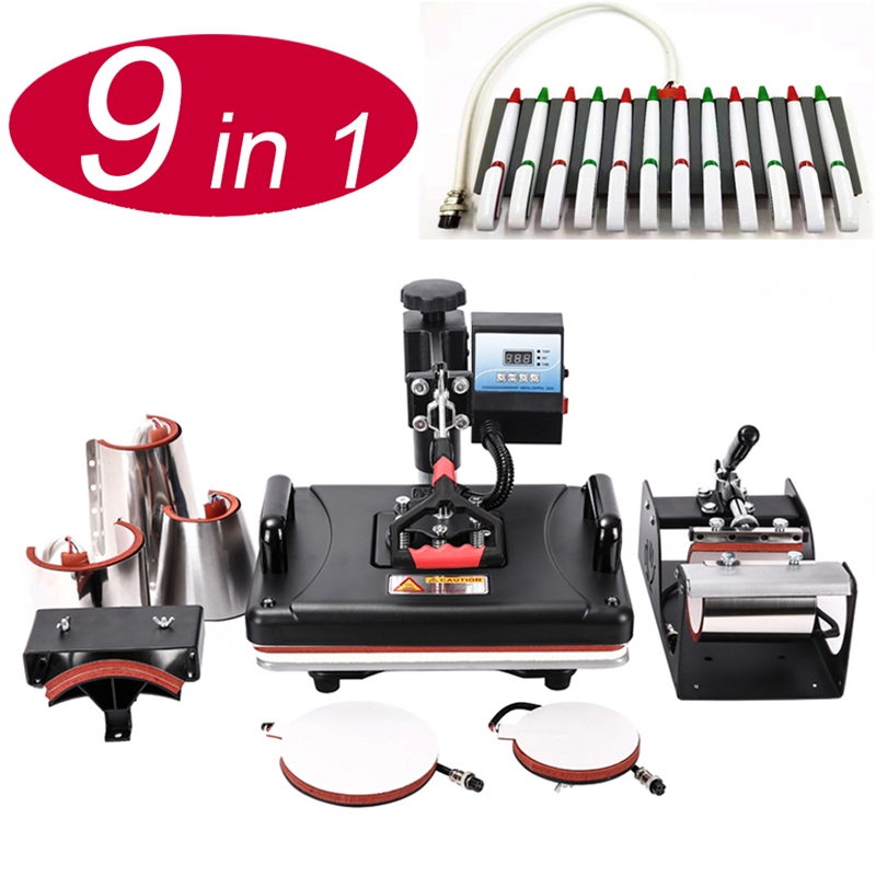 New 9 In 1 Pen Heat Press Machine Sublimation Printer Heat Transfer Machine Press For Mugs/Caps/T shirts/Cases/Bottles/Pens
New 9 In 1 Pen Heat Press Machine Sublimation Printer Heat Transfer Machine Press For Mugs/Caps/T shirts/Cases/Bottles/Pens