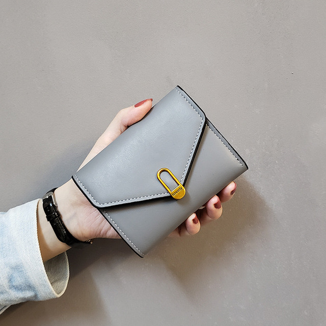 ins new love European and American simple designer women039s wallet women short threefold small purse women039s coin purse