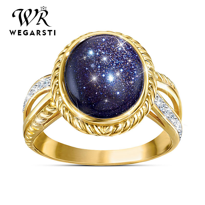 925 Silver Jewelry Vintage Ring Star And Moon Stone Blue Stone Wedding Rings For Women Luxury Wedding 18K Gold Engagement Ring
925 Silver Jewelry Vintage Ring Star And Moon Stone Blue Stone Wedding Rings For Women Luxury Wedding 18K Gold Engagement Ring