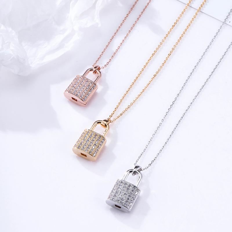 Lover Lock Pendant Choker Necklace For Women CZ Zircon Rose Gold Silvery Chain Simple Necklaces Fashion Women Jewelry Wholesale
Lover Lock Pendant Choker Necklace For Women CZ Zircon Rose Gold Silvery Chain Simple Necklaces Fashion Women Jewelry Wholesale