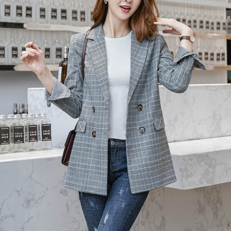 Women' jacket new 2020 autumn Slim fashion casual temperament loose lattice double-breasted small suit women' clothing
Women' jacket new 2020 autumn Slim fashion casual temperament loose lattice double-breasted small suit women' clothing