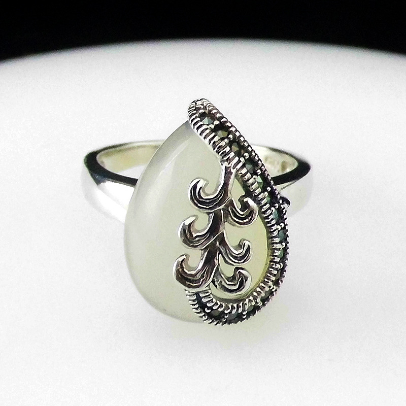 FNJ White Agate Rings 925 Silver Original S925 Thai Silver Ring for Women Jewelry MARCASITE Vintage Flower
FNJ White Agate Rings 925 Silver Original S925 Thai Silver Ring for Women Jewelry MARCASITE Vintage Flower