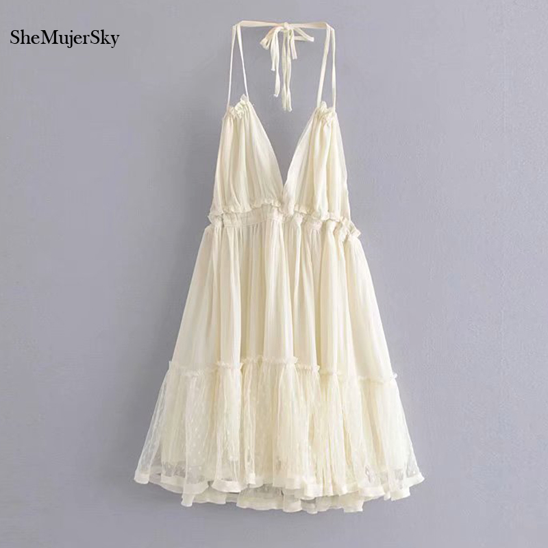 SheMujerSky Sexy Backless Lace Spliced Dress Summer Halter V-neck Mini Dresses Woman Dress Elegant Evening, Pink
SheMujerSky Sexy Backless Lace Spliced Dress Summer Halter V-neck Mini Dresses Woman Dress Elegant Evening, Pink
