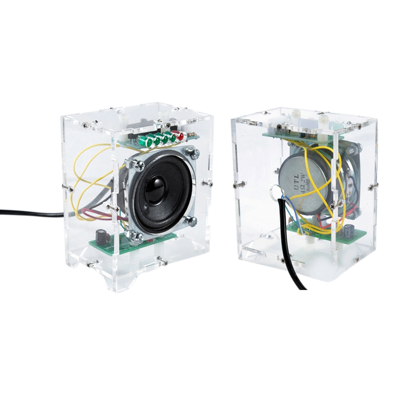 3Wx2 Mini Electronic Transparent Speaker Box DIY Kit Sound Music o