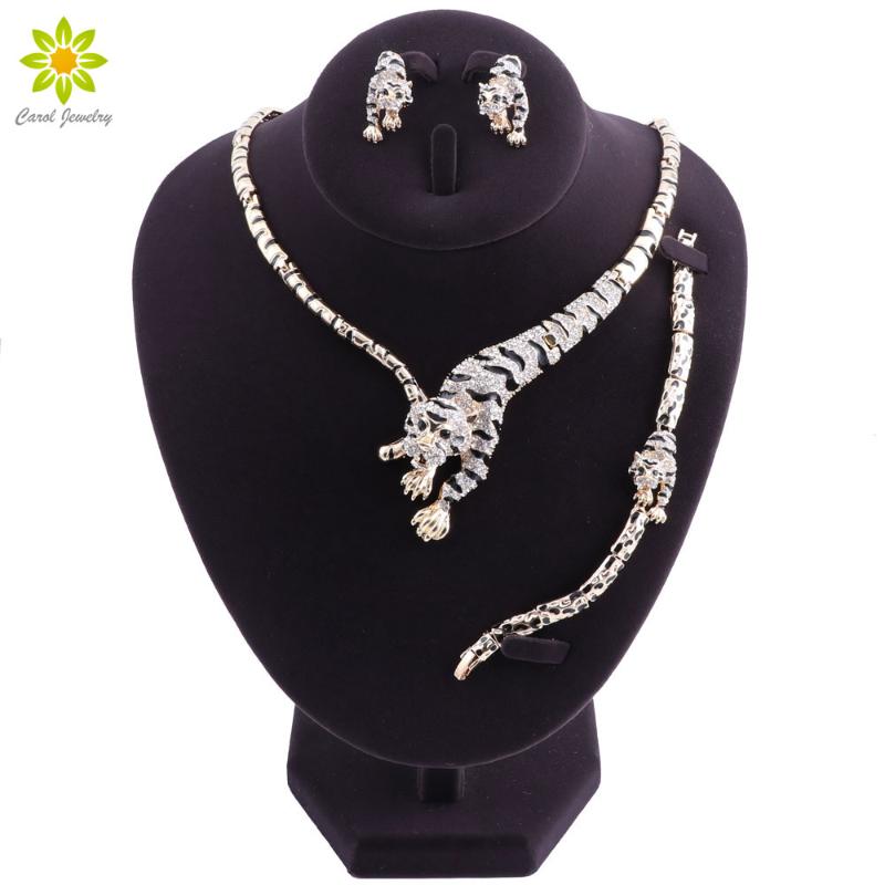 Leopard Pendant Jewelry Sets For Women Crystal Gold Color Necklace Earrings Bracelet Wedding Dress Accessories, As pic
Leopard Pendant Jewelry Sets For Women Crystal Gold Color Necklace Earrings Bracelet Wedding Dress Accessories, As pic