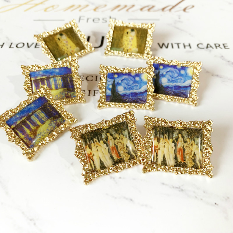 2020 New Design Stud Earrings For Women Oil Painting Vintage Art Jewelry Gogh Starry Night Gold Exaggerated Square Gifts
2020 New Design Stud Earrings For Women Oil Painting Vintage Art Jewelry Gogh Starry Night Gold Exaggerated Square Gifts