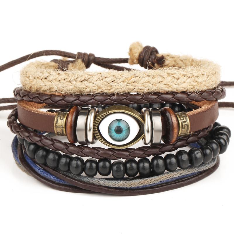 European and American Foreign Trade Retro Eyes Multi-Layer Adjustable Leather Beaded Bracelet Hand-Woven Men's Bracelet
European and American Foreign Trade Retro Eyes Multi-Layer Adjustable Leather Beaded Bracelet Hand-Woven Men's Bracelet