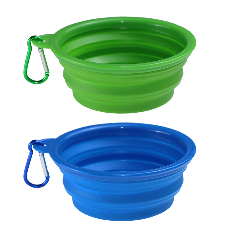 Silicone Pet Folding Bowl Retractable Utensils Cuenco Puppy Drinking Fountain Portable Outdoor Travel Pet Bowl With Carabiner