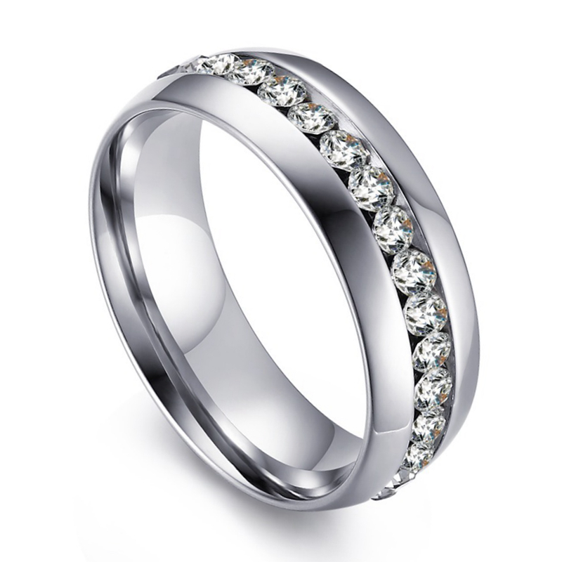 Wedding Rings for Women Fine Jewelry Titanium Steel Full Crystal Smooth Silver Color Engagement Couple Promise Engrave Name 6mm
Wedding Rings for Women Fine Jewelry Titanium Steel Full Crystal Smooth Silver Color Engagement Couple Promise Engrave Name 6mm