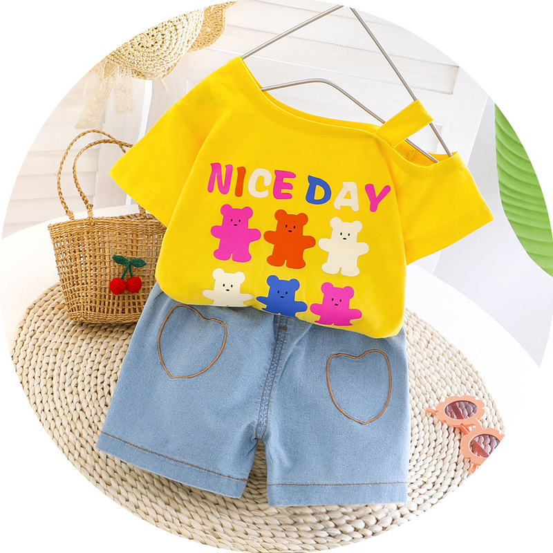 Fashion Summer Baby girl Clothing Sets Cartoon Little bear T-Shirt Children girls Suit for Kids Denim Outfit Infant girl Clothes, Pink
Fashion Summer Baby girl Clothing Sets Cartoon Little bear T-Shirt Children girls Suit for Kids Denim Outfit Infant girl Clothes, Pink