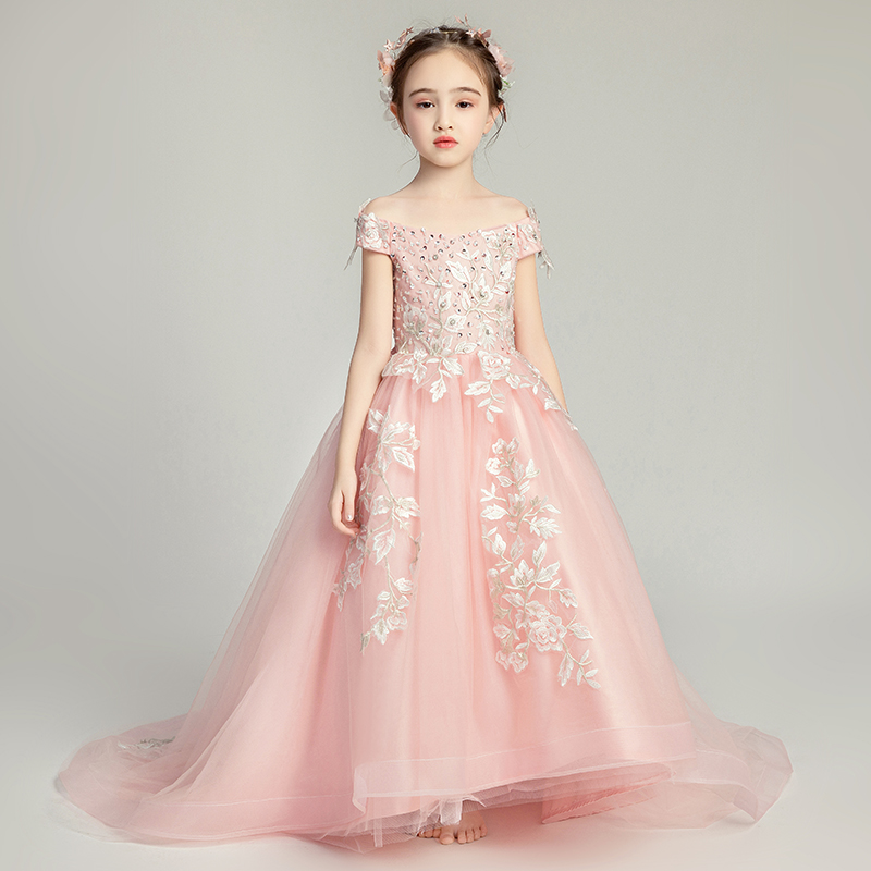 Sequins Flower Girl Dresses For Weddings Boat Neck Prom Communion Mesh Applique Dress Children Trailing Evening Sweet Gowns, Blue
Sequins Flower Girl Dresses For Weddings Boat Neck Prom Communion Mesh Applique Dress Children Trailing Evening Sweet Gowns, Blue