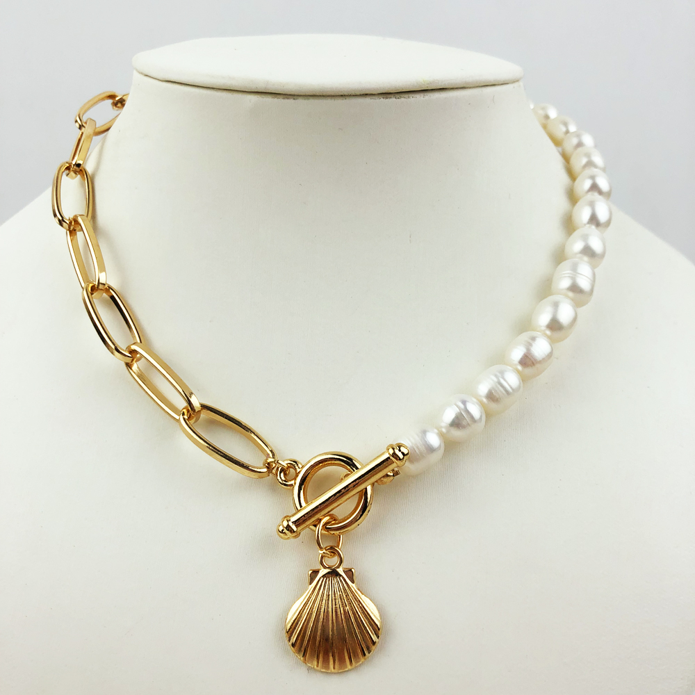 Boho Fashion Necklace Freshwater Pearl Shell Pendant Necklace Genuine Semi-Baroque Pearl Jewelry Pendant Necklace for Women, Silver
Boho Fashion Necklace Freshwater Pearl Shell Pendant Necklace Genuine Semi-Baroque Pearl Jewelry Pendant Necklace for Women, Silver