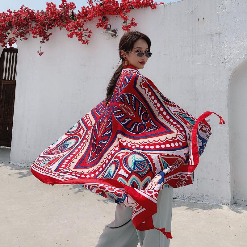 Summer Thin Style With Silk Scarf Ladies Wild Towel Ethnic Wind Scarf Large Sunscreen Shawl Seaside Gauze Beach Wraps Headband
Summer Thin Style With Silk Scarf Ladies Wild Towel Ethnic Wind Scarf Large Sunscreen Shawl Seaside Gauze Beach Wraps Headband