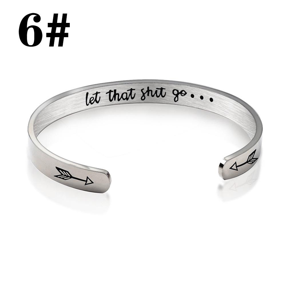 pretty Bangle Bracelet for Women Birthday Gifts Color Silver Inspirational Bracelets Bangles for Women Engraved Mantra Cuff Bangle