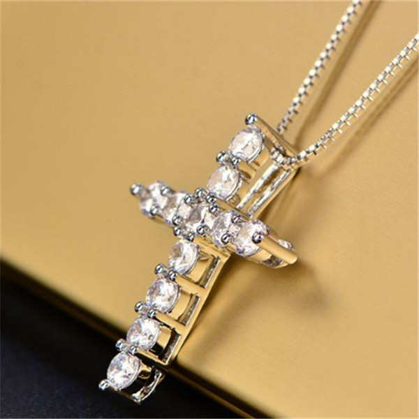 xury Cubic Zircon Pendant Necklace 925 Sterling Silver Christian Jesus Jewelry For Women Gift a036