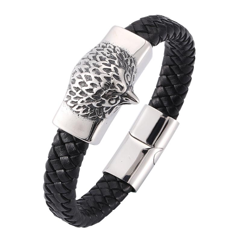 Vintage Bird Men's Black Woven Leather Bracelet Stainless Steel Magnetic Button Fashion Charm Bracelet 7-SP0283
Vintage Bird Men's Black Woven Leather Bracelet Stainless Steel Magnetic Button Fashion Charm Bracelet 7-SP0283