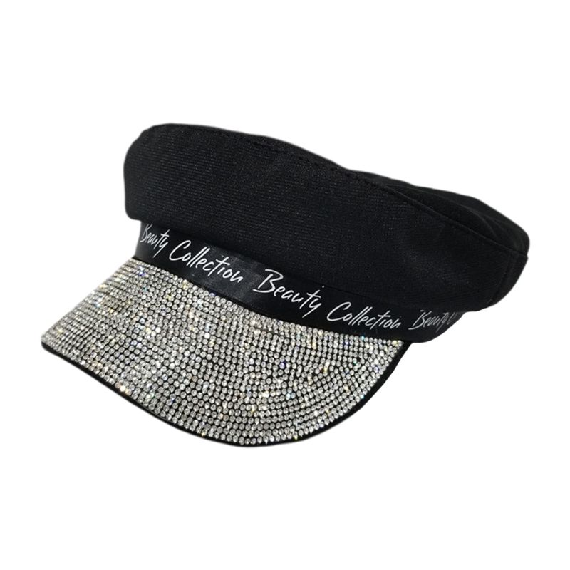 European Style Women Cotton Adjustable Flat Top Beret Cap Glitter Rhinestone Letters Newsboy Painter Sun Visor Hat, Black
European Style Women Cotton Adjustable Flat Top Beret Cap Glitter Rhinestone Letters Newsboy Painter Sun Visor Hat, Black