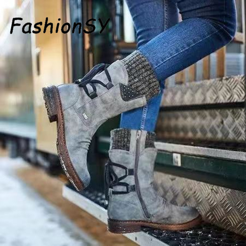 Warm Suede women Boots Autumn Winter Vintage Flat Lace Up Ladies Shoes Snow Boots Knitting Patchwork Female, Yellow
Warm Suede women Boots Autumn Winter Vintage Flat Lace Up Ladies Shoes Snow Boots Knitting Patchwork Female, Yellow