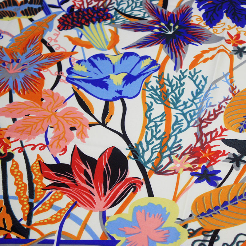 Silk Twill Square Scarf Women Large Shawl Stole Hijab Soie Vintage Woman Floral Print Scarfs 130 130cm Wholesale
