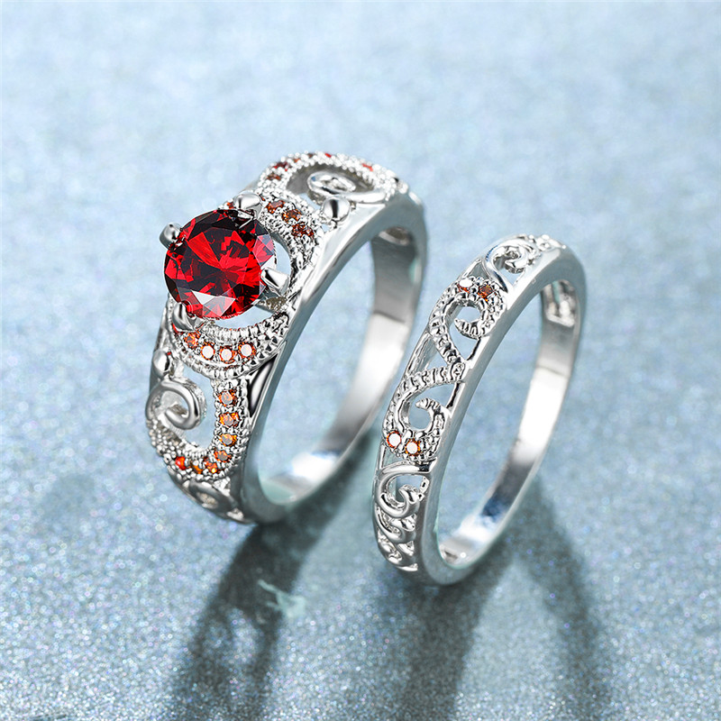 Luxury Female Crystal Red Stone Ring Classic Silver Color Big Engagement Rings For Women Charm Small Flower Wedding Ring Set
Luxury Female Crystal Red Stone Ring Classic Silver Color Big Engagement Rings For Women Charm Small Flower Wedding Ring Set