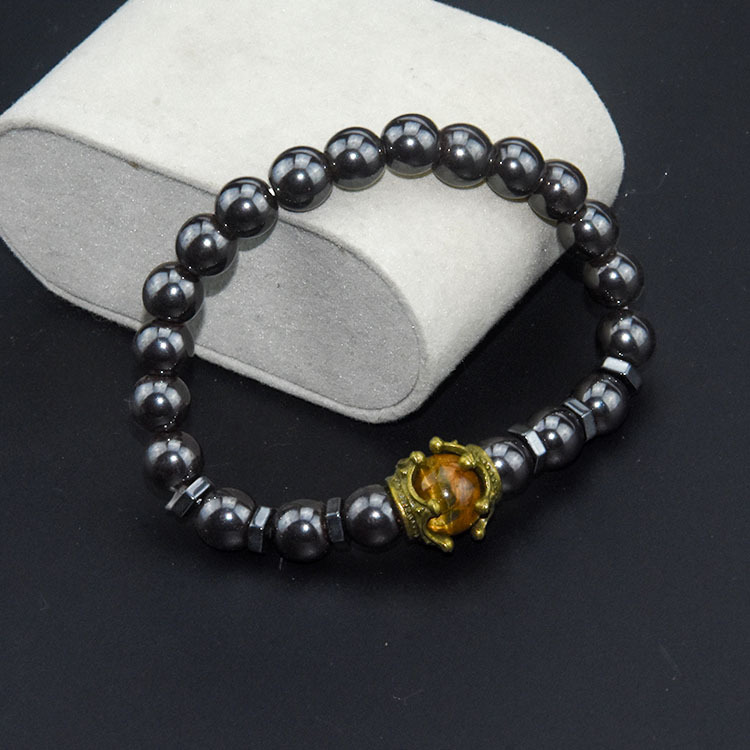 Charm Bracelet for Men Fashion Antique crown High quality Tiger eye stone bead Bracelets Jewelry Male