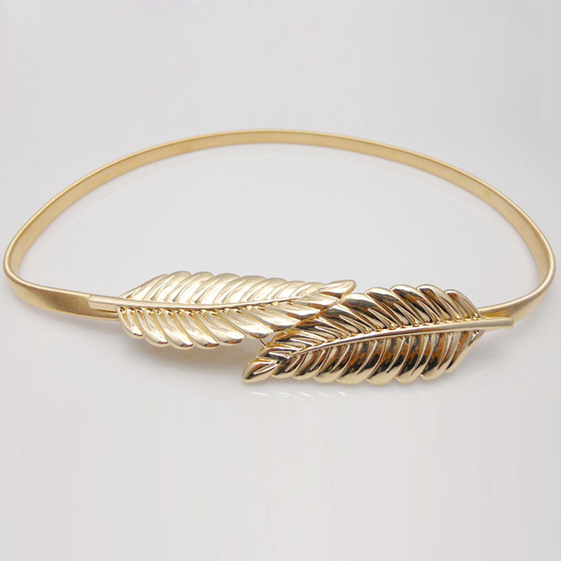 78cm 70cm Vintage Women Waistband Leaves Design Metal Waist Belt Skinny Elastic Cinturon Ceinture Femme Gold Silver Cummerbund