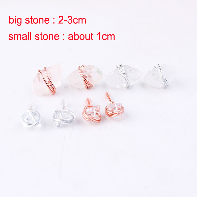 Earring Jewelry Healing Crystals Quartz Silver Gold Stud Earring Healing Point Women Girls Natural Stone Handmade Earrings