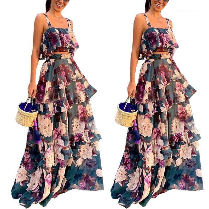 2 Piece Dress Sweet Ruffle Skirt Sling Maxi Dresses Fashion Women Tracksuits Floral Printed Designer Tracksuits Women Sexy, Multi
2 Piece Dress Sweet Ruffle Skirt Sling Maxi Dresses Fashion Women Tracksuits Floral Printed Designer Tracksuits Women Sexy, Multi