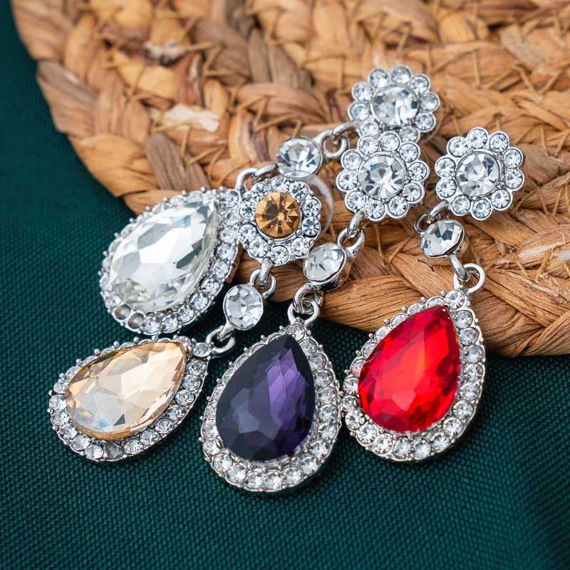 Luxury Bridal Drop Earrings Clear Purple Red Yellow Teardrop Crystal Dangle Earring For Women Bride Wedding Dress Jewelry
Luxury Bridal Drop Earrings Clear Purple Red Yellow Teardrop Crystal Dangle Earring For Women Bride Wedding Dress Jewelry